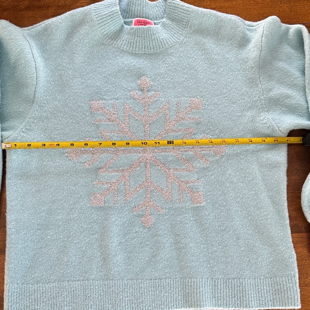 KATE SPADE Light Blue Snowflake Sweater, wool, yak - Picture 6 of 9